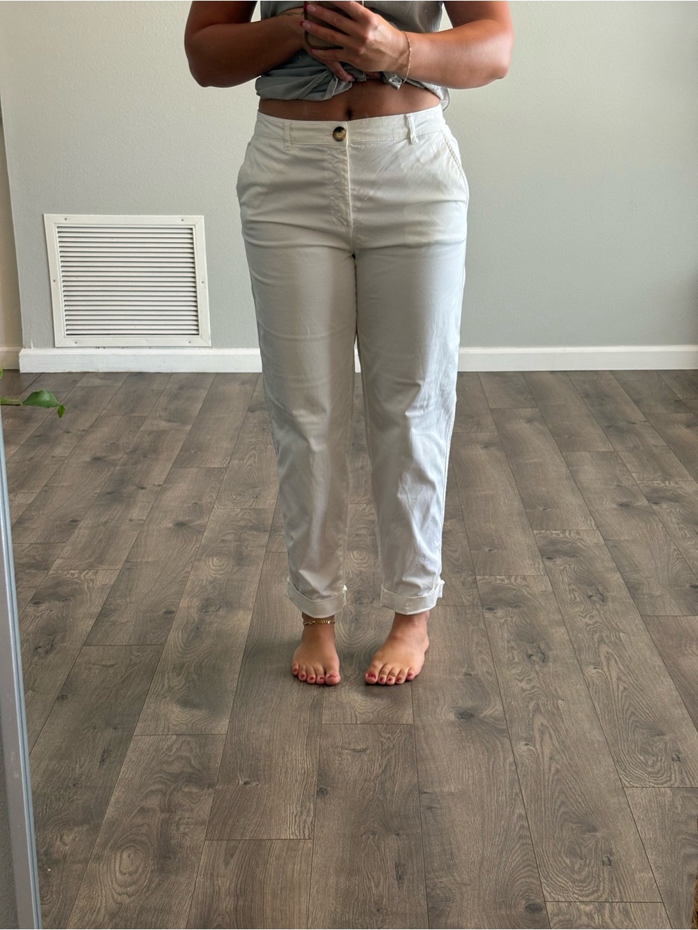 Zara White Straight-Leg Pants
